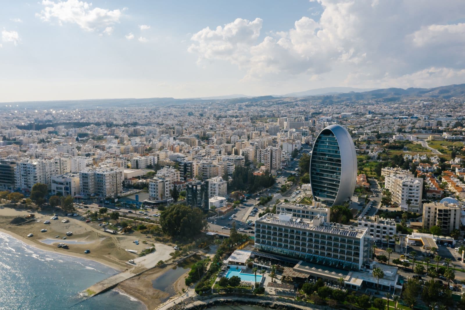 Coastal city skyline in Cyprus
